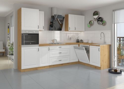 Kampinė virtuvė, balta, MDF, 285/170 cm, Stillo