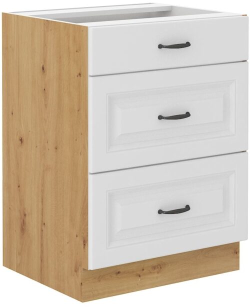 Apatinė spintelė 60 cm su stalčiais Stillo artisan/balta 60 D 3S BB