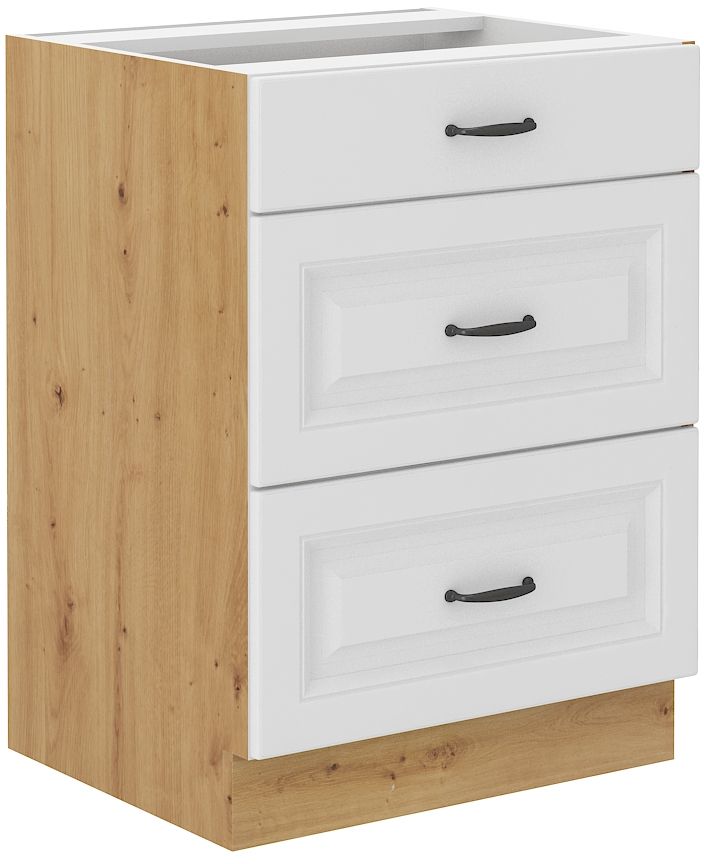 Apatinė spintelė 60 cm su stalčiais Stillo artisan/balta 60 D 3S BB