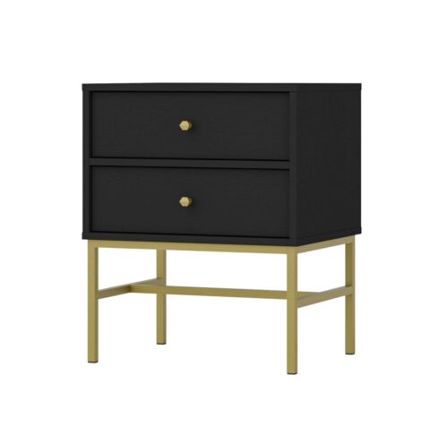 Tokyo 2S naktinis staliukas su stalčiais, juodas