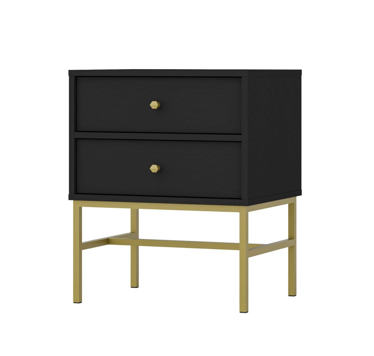 Tokyo 2S naktinis staliukas su stalčiais, juodas