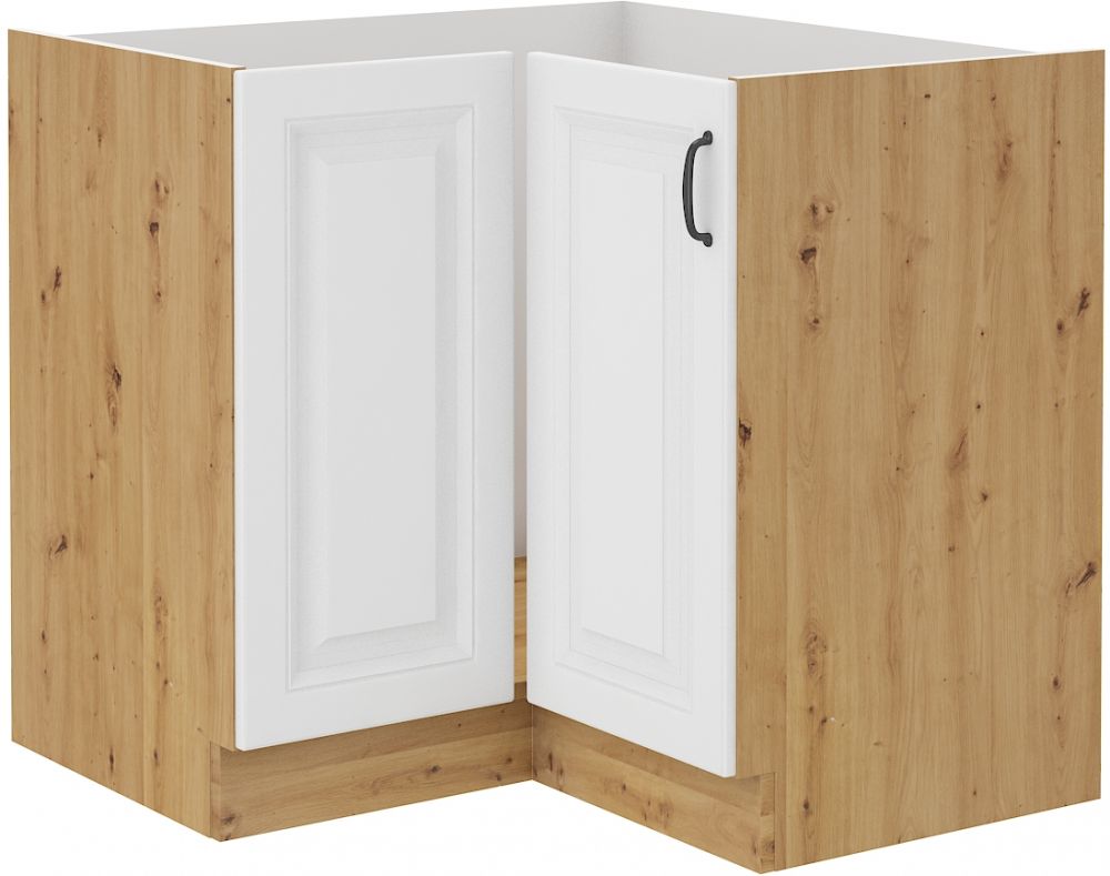 Apatinė kampinė spintelė 90/90 cm Stillo artisan/balta 90x90 ND 2F BB