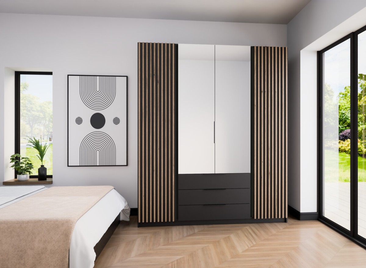 Kaja BL/BL-EV 2 keturių durų spinta su grotelėmis, 2 veidrodžiai, 3S