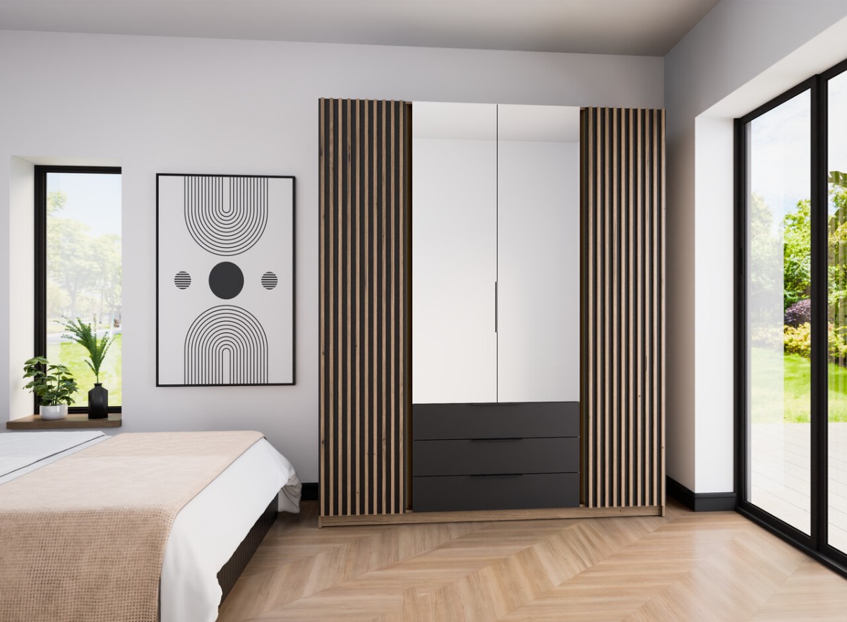 Kaja EV/BL-EV 2 keturių durų spinta su grotelėmis, 2 veidrodžiai, 3S