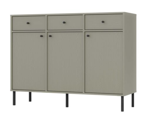 „Tokyo 3F3S“ eukalipto spalvos komoda su spintelėmis ir stalčiais