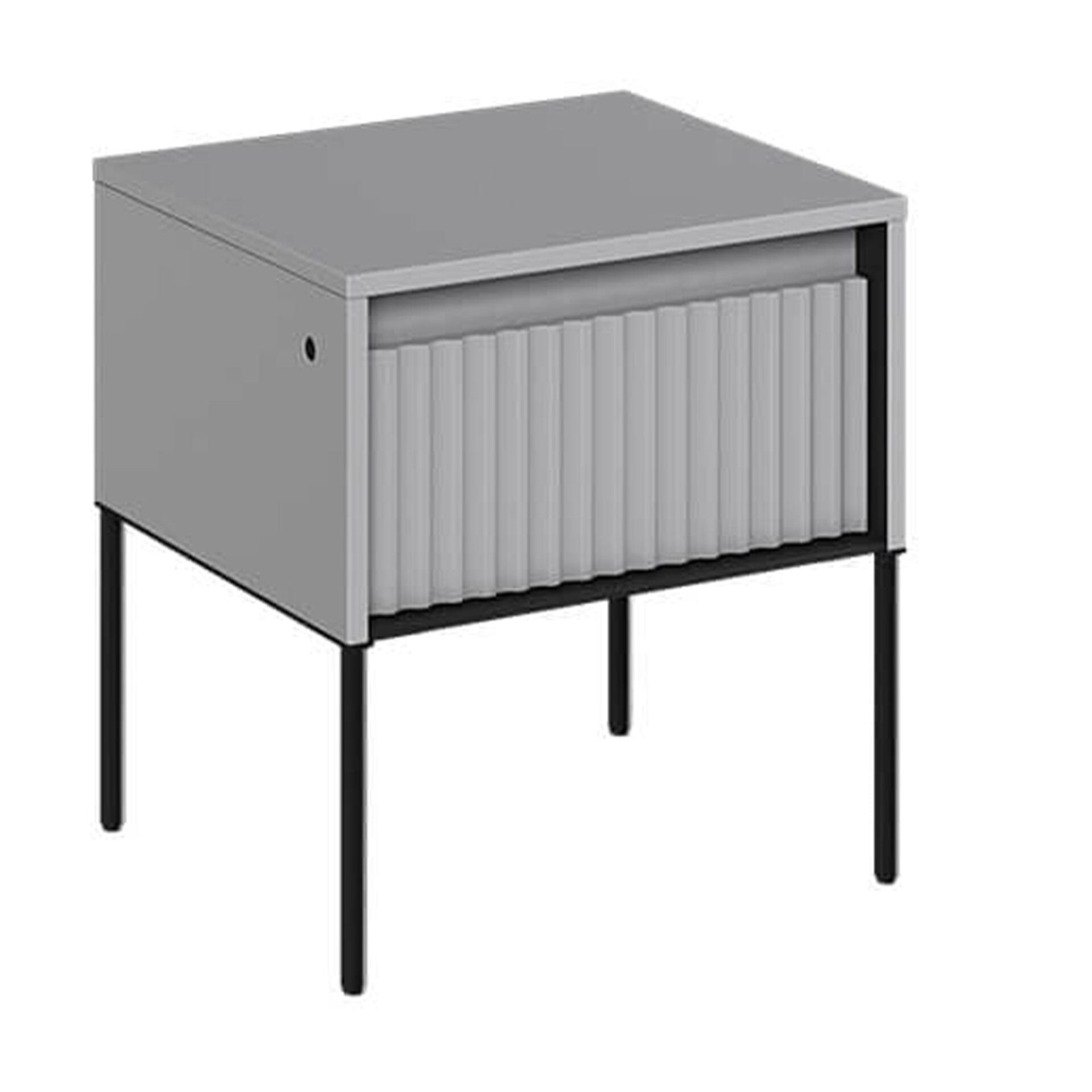 TREND 10 frezuotas naktinis staliukas | Pilkos, juodos kojelės