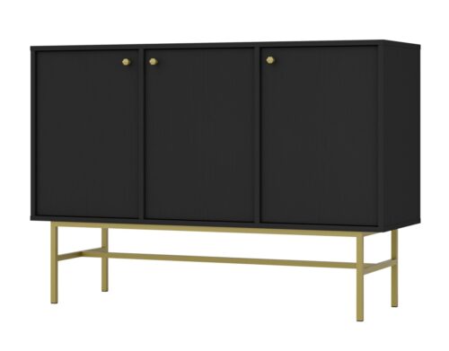 Juoda komoda „Tokyo 3F“ su spintelėmis