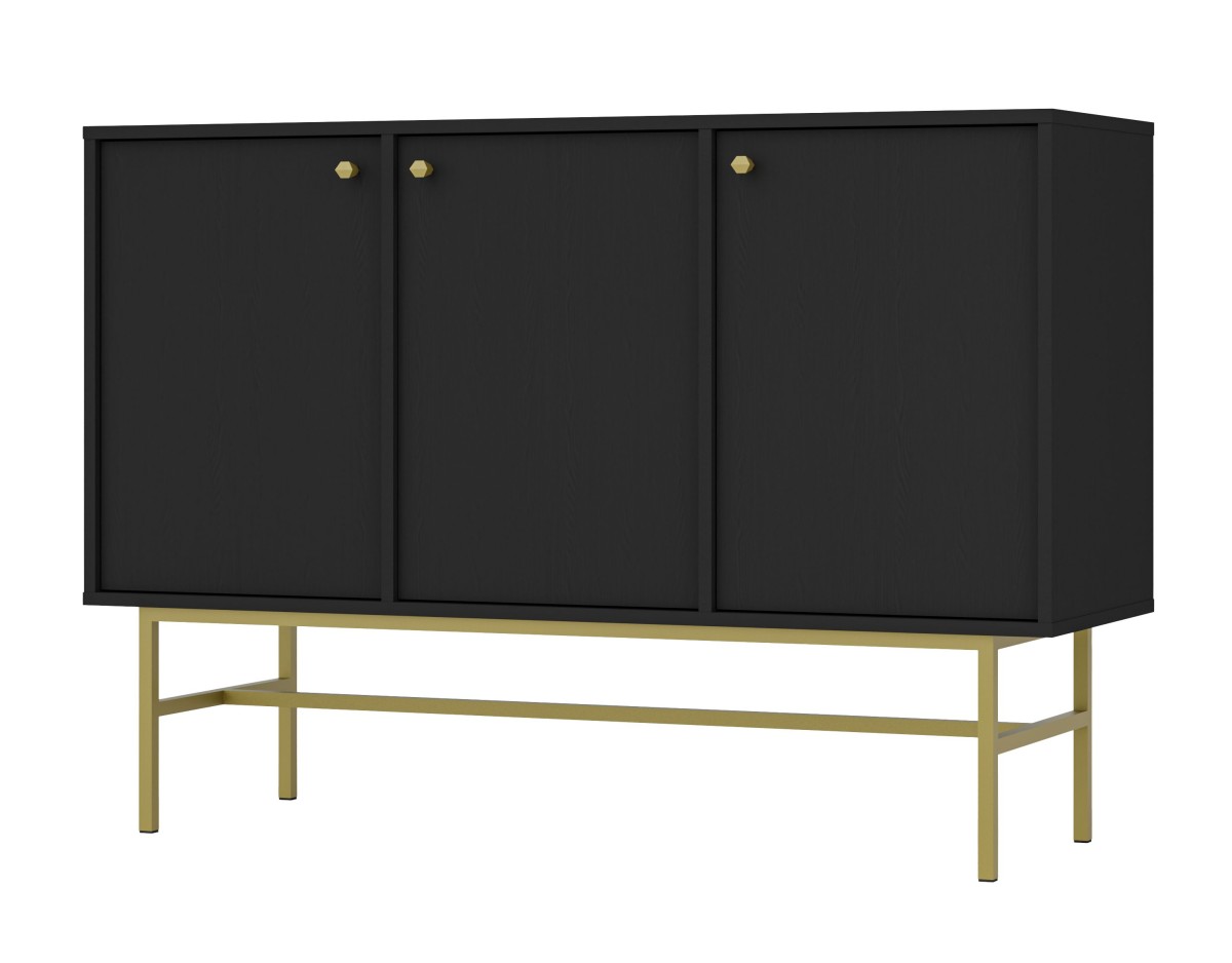 Juoda komoda „Tokyo 3F“ su spintelėmis