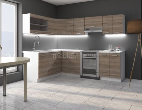 Dave kampinė virtuvė su stalviršiais