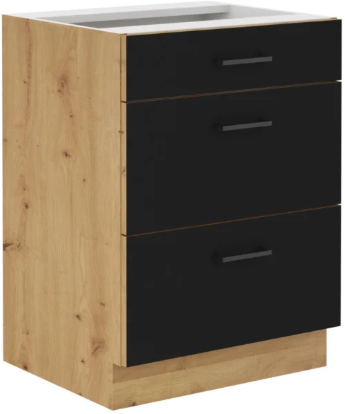 Apatinė spintelė 60 cm su stalčiais Modena 60 D 3S BB Premium Box