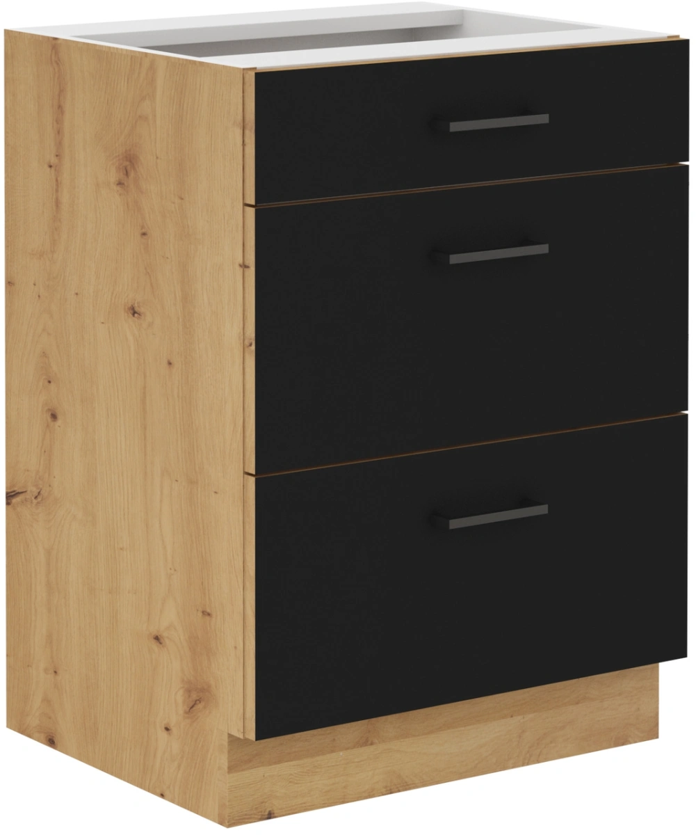 Apatinė spintelė 60 cm su stalčiais Modena 60 D 3S BB Premium Box