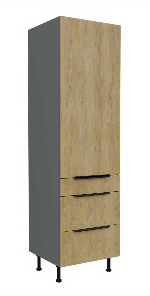 Sandėliuko spintelė 60 cm su stalčiais Cremona antracito spalvos 60 DKS-210 3S 1F