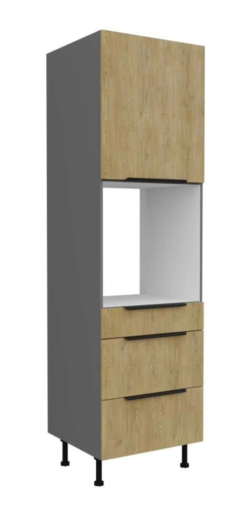 60 cm koloninė spintelė orkaitei su stalčiais Cremona antracito spalvos 60 DPS-210 3S 1F