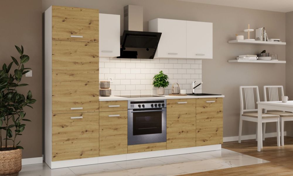 Virtuvės komplektas su stalviršiu, virtuvė 260 cm, Toni artisan ąžuolas