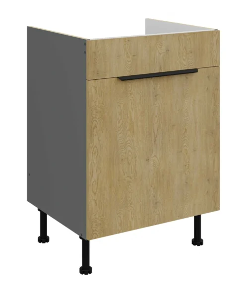 Apatinė spintelė 60 cm, kriauklė, stalčius, Cremona antracito spalvos 60 ZL 1S BB