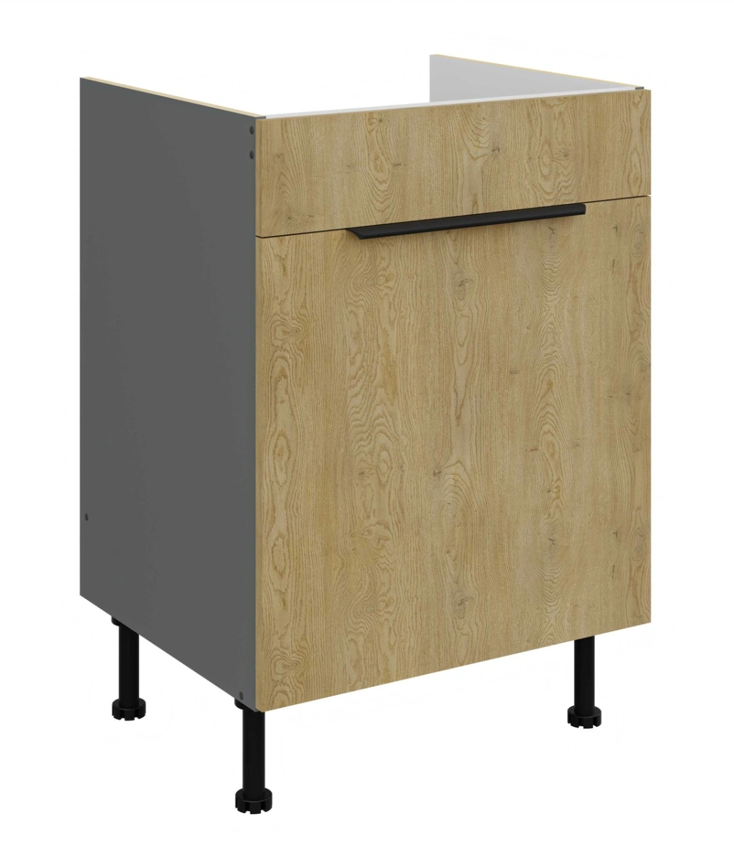 Apatinė spintelė 60 cm, kriauklė, stalčius, Cremona antracito spalvos 60 ZL 1S BB