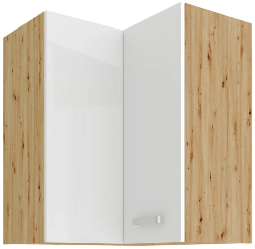 Viršutinė kampinė spintelė 60 cm Artisan balta blizgi 58×58 GN-72 2F 90 laipsnių