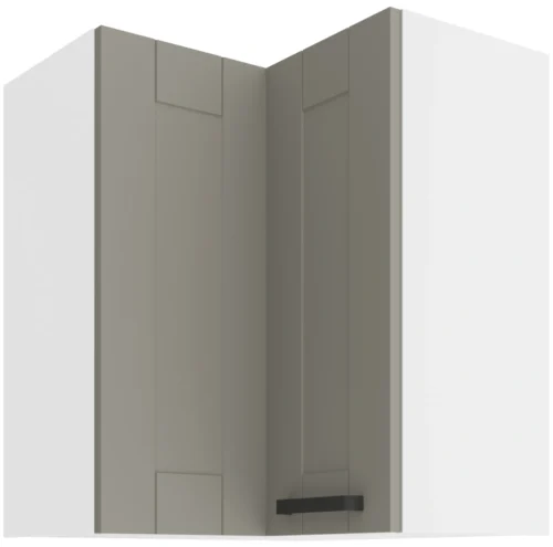Viršutinė kampinė spintelė 60 cm Luna balta/molio pilka 60×60 GN-72 2F 90 laipsnių