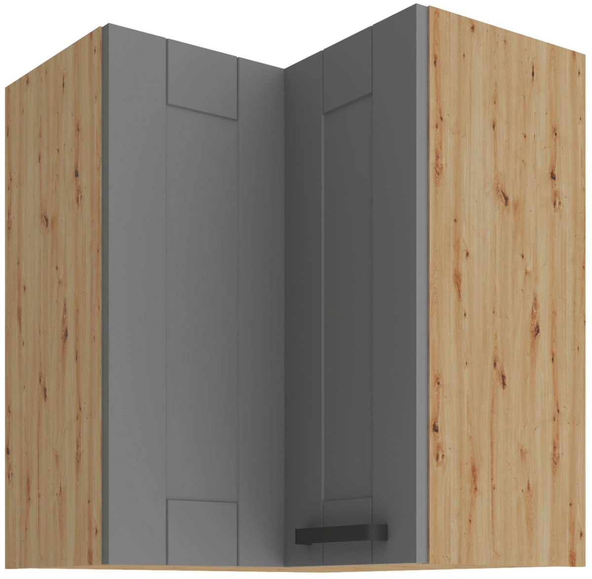 Viršutinė kampinė spintelė 60 cm Luna artisan/dulkių pilka 60x60 GN-72 2F 90 laipsnių