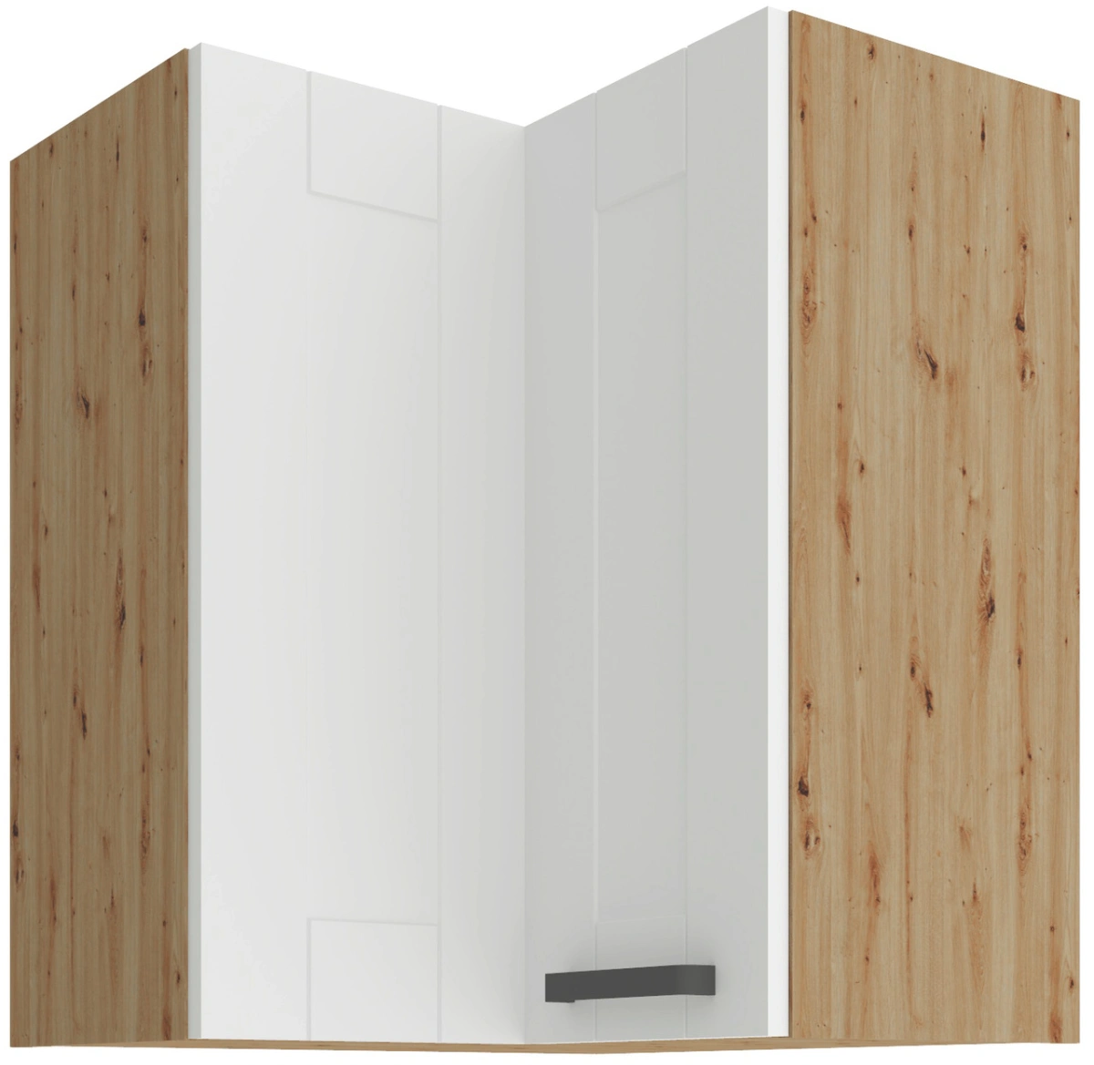 Viršutinė kampinė spintelė 60 cm Luna balta/artisan 60x60 GN-72 2F 90 laipsnių