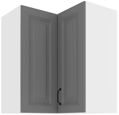 Viršutinė kampinė spintelė 60 cm Stillo balta/dulkės pilka 60×60 GN-72 2F 90 laipsnių