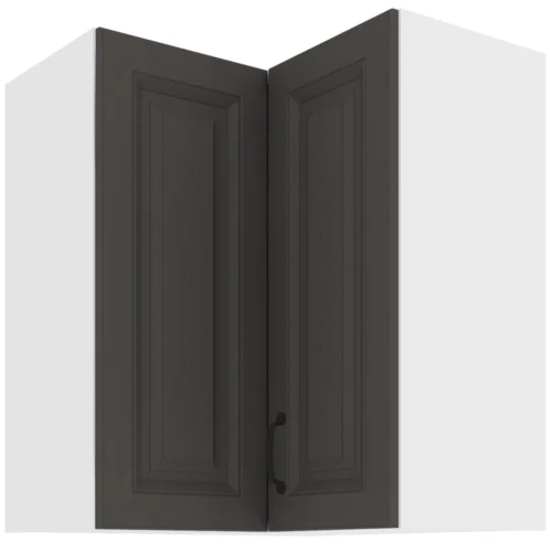 Viršutinė kampinė spintelė 60 cm Stillo balta/grafito spalvos 60×60 GN-72 2F 90 laipsnių