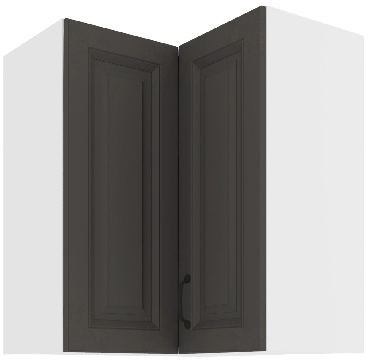 Viršutinė kampinė spintelė 60 cm Stillo balta/grafito spalvos 60x60 GN-72 2F 90 laipsnių