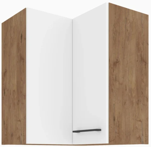 Viršutinė kampinė spintelė 60 cm Vigo balta blizgi 60×60 GN-72 2F 90 laipsnių