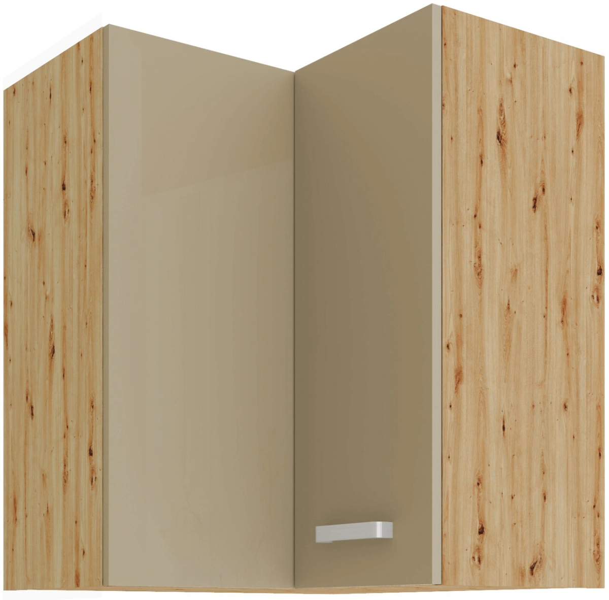 Viršutinė kampinė spintelė 60 cm Artisan kapučino blizgi 58x58 GN-72 2F 90 laipsnių