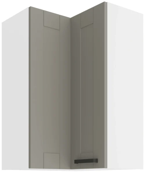 Viršutinė kampinė spintelė 60 cm Luna balta/molio pilka 60×60 GN-90 2F 90 laipsnių