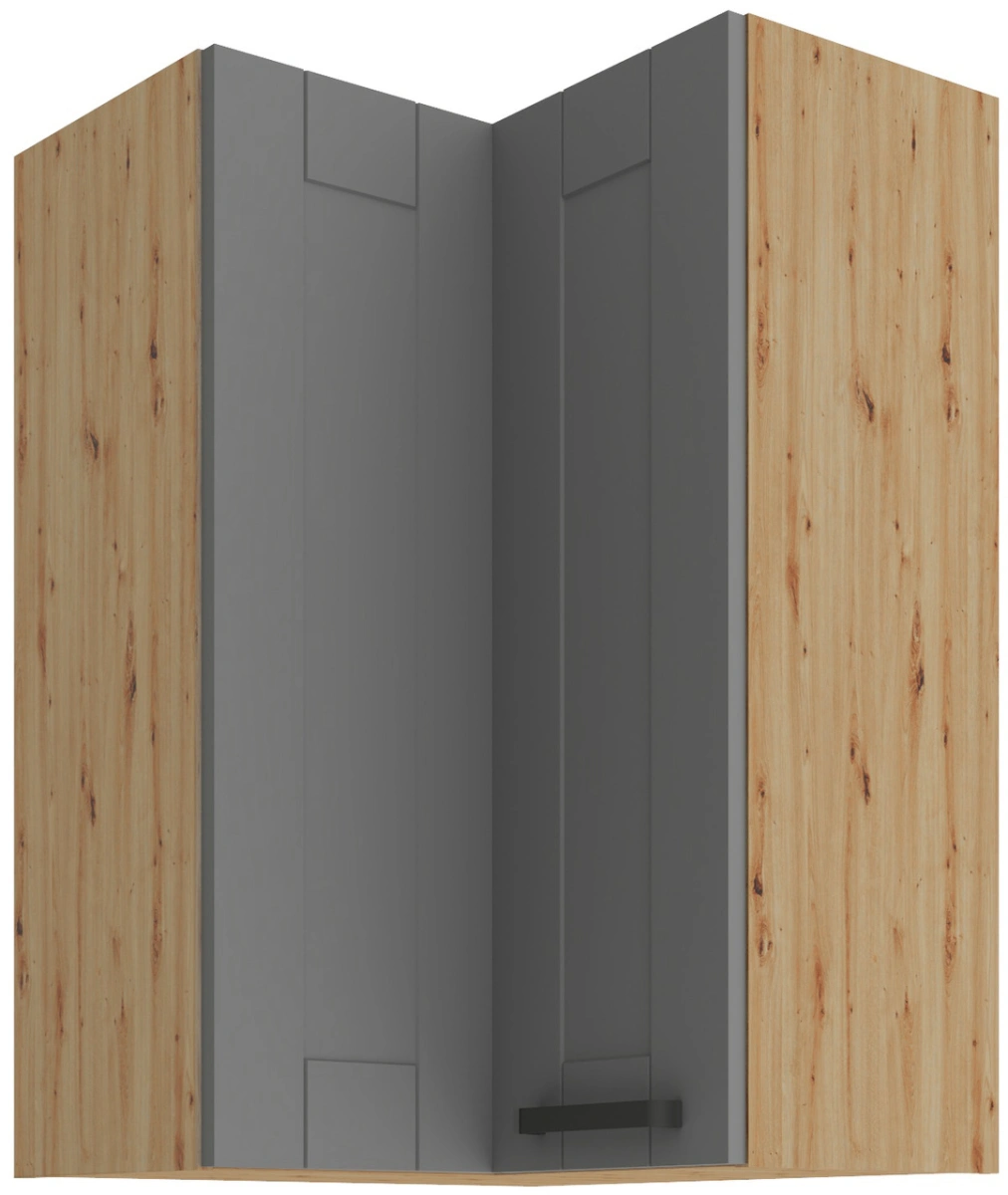 Viršutinė kampinė spintelė 60 cm Luna artisan/dulkių pilka 60x60 GN-90 2F 90 laipsnių