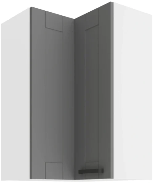 Viršutinė kampinė spintelė 60 cm Luna balta/dulkės pilka 60×60 GN-90 2F 90 laipsnių