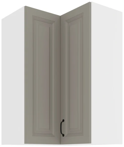 Viršutinė kampinė spintelė 60 cm Stillo balta/molio pilka 60×60 GN-90 2F 90 laipsnių