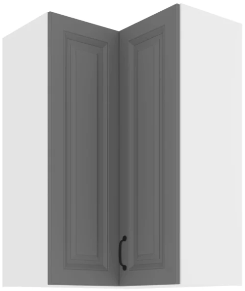 Viršutinė kampinė spintelė 60 cm Stillo balta/dulkės pilka 60×60 GN-90 2F 90 laipsnių