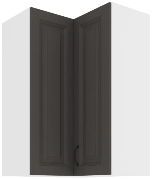 Viršutinė kampinė spintelė 60 cm Stillo balta/grafito spalvos 60×60 GN-90 2F 90 laipsnių