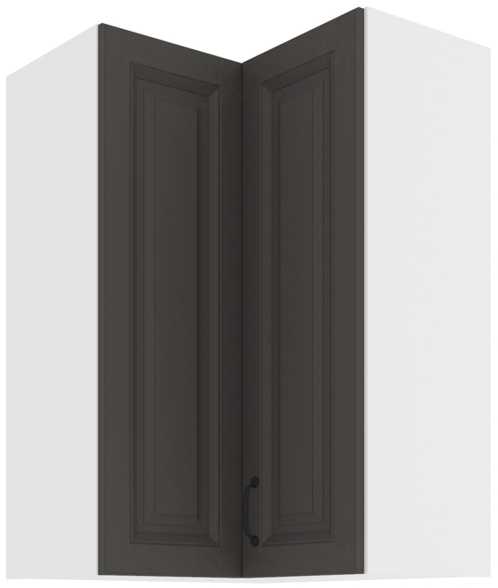 Viršutinė kampinė spintelė 60 cm Stillo balta/grafito spalvos 60x60 GN-90 2F 90 laipsnių