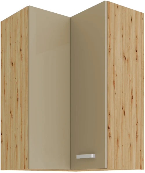 Viršutinė kampinė spintelė 60 cm Artisan kapučino blizgi 58×58 GN-90 2F 90 laipsnių