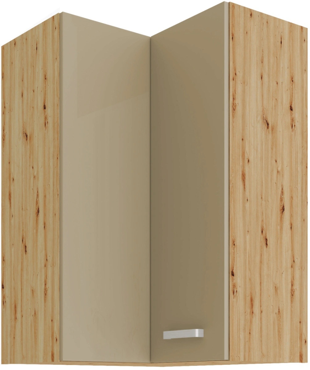 Viršutinė kampinė spintelė 60 cm Artisan kapučino blizgi 58x58 GN-90 2F 90 laipsnių