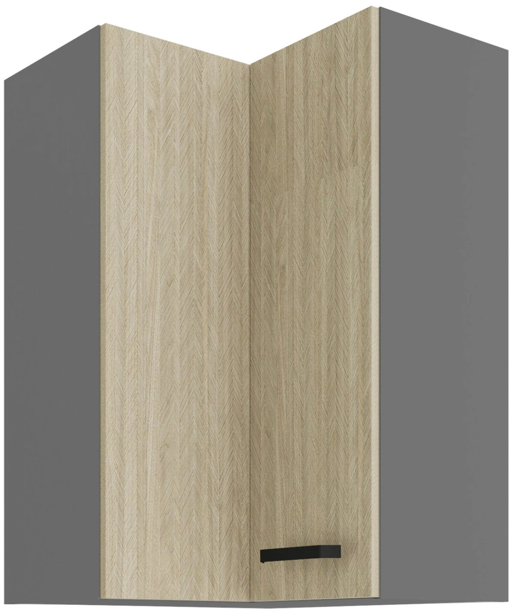 Viršutinė kampinė spintelė 60/60 cm Scandi silkbone raštas 60x60 GN-90 2F 90 laipsnių