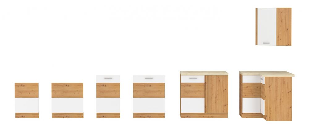 „Artisan“ virtuvės komplektas, 315 cm, blizgi balta ir artisan ąžuolas - Paveikslėlis 6