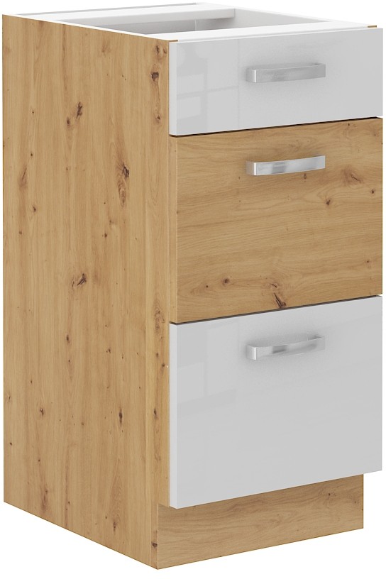 Artisan balta blizgi padėklinė spintelė su stalčiais 40 D 3S BB PREM BOX