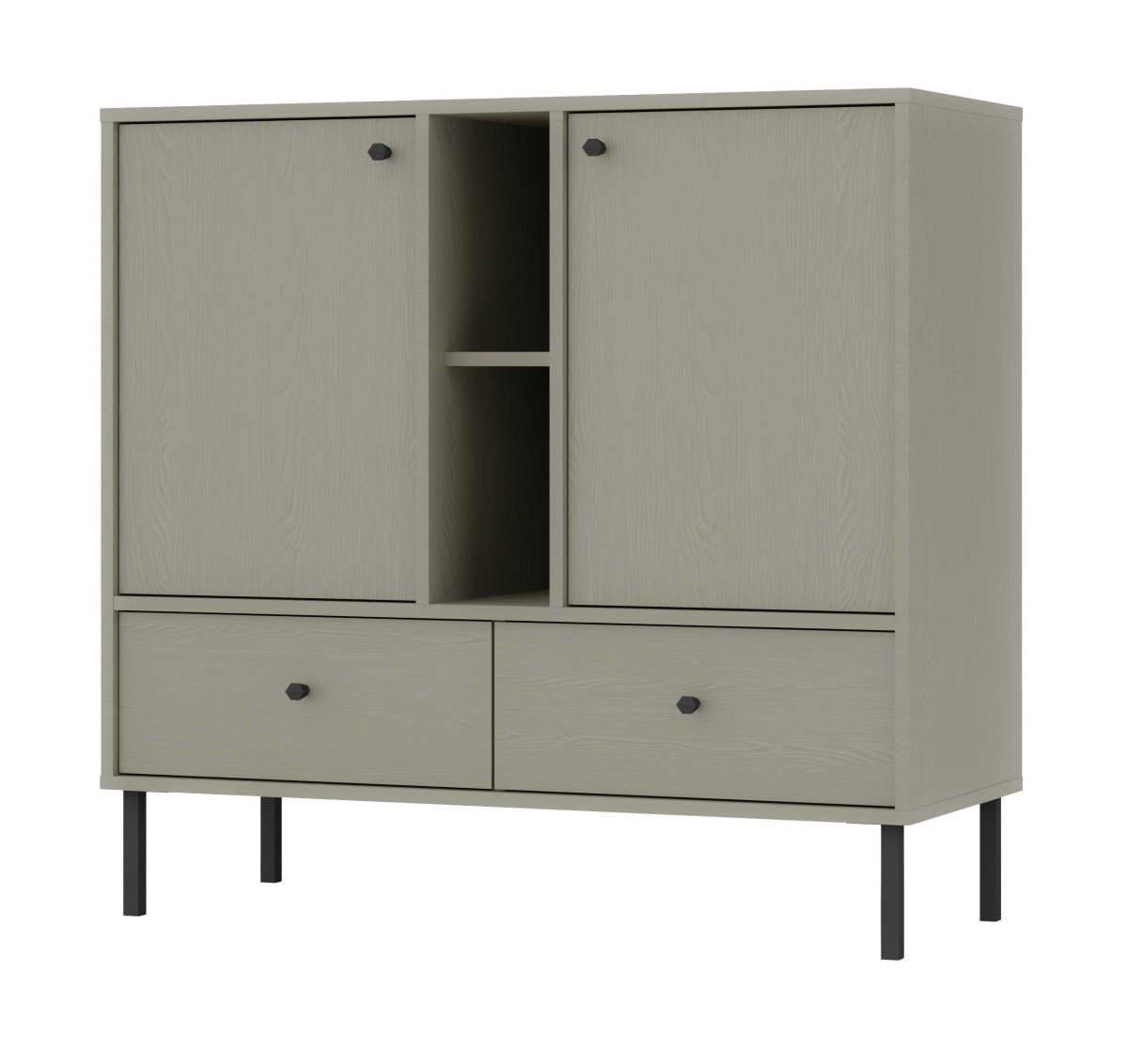 „Tokyo 2F2S“ eukalipto spalvos komoda su nišomis