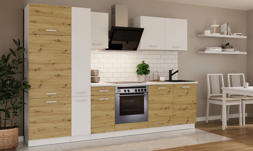 Virtuvės komplektas su stalviršiu, virtuvė 290 cm, Toni artisan ąžuolas