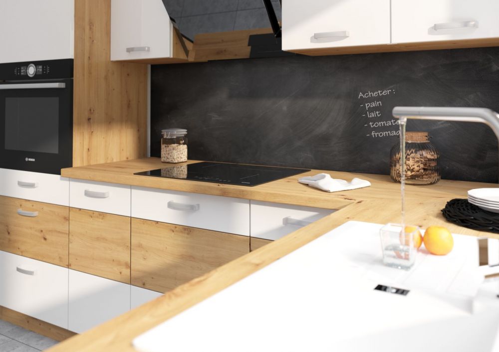 „Artisan“ virtuvės komplektas, 240 cm, baltas blizgus ir artisan ąžuolas — изображение 3