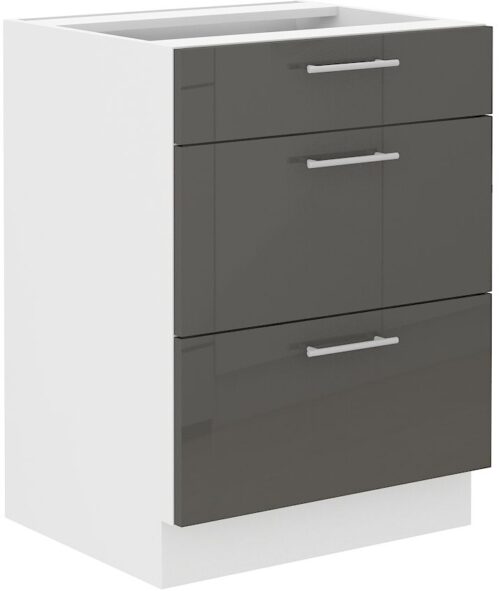 Apatinė spintelė 60 cm su stalčiais Lara Grey 60 D3S BB Quadro