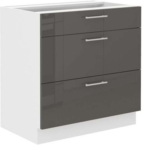 Apatinė spintelė 80 cm su stalčiais Lara Grey 80 D3S BB Quadro