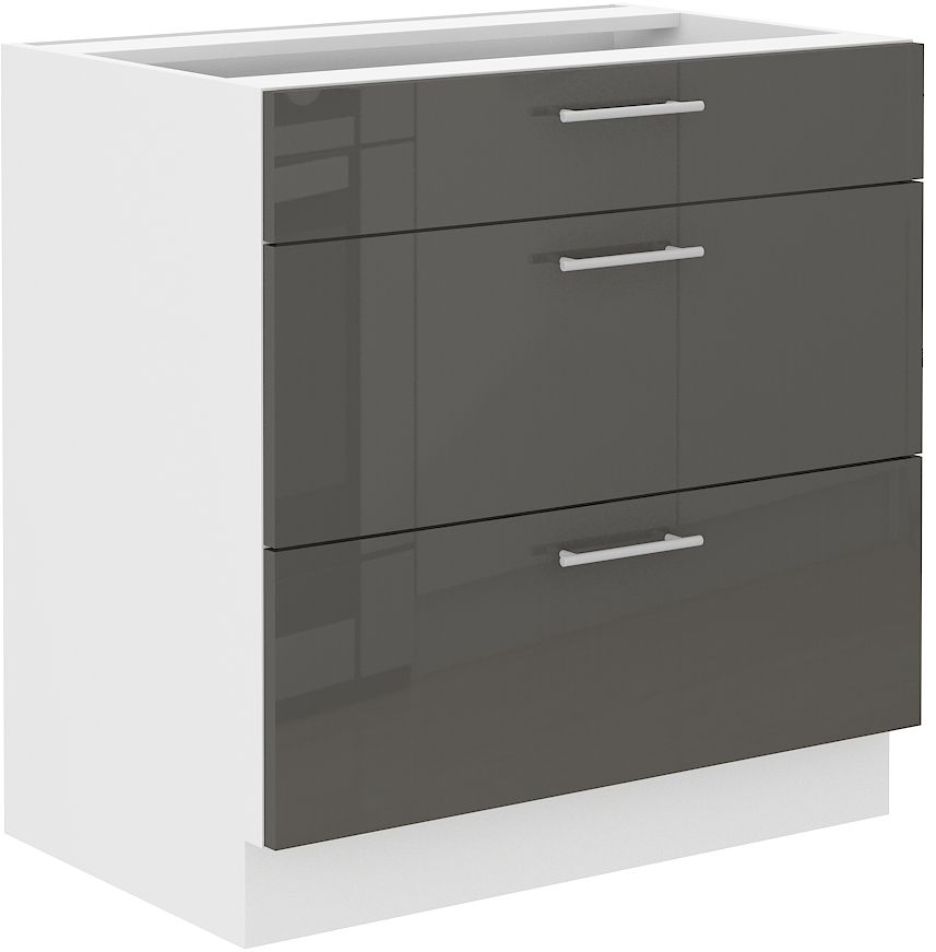 Apatinė spintelė 80 cm su stalčiais Lara Grey 80 D3S BB Quadro