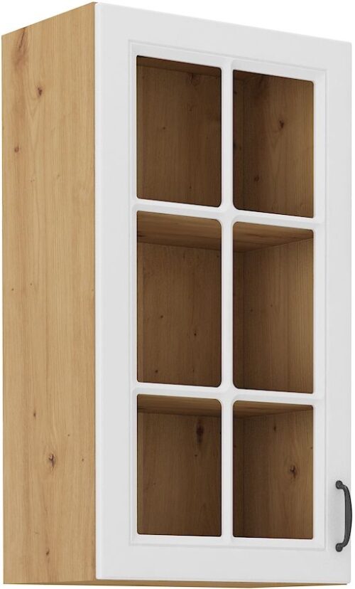 Viršutinė spintelė 40 cm vitrina Stillo artisan/balta 40 GS-90 1F