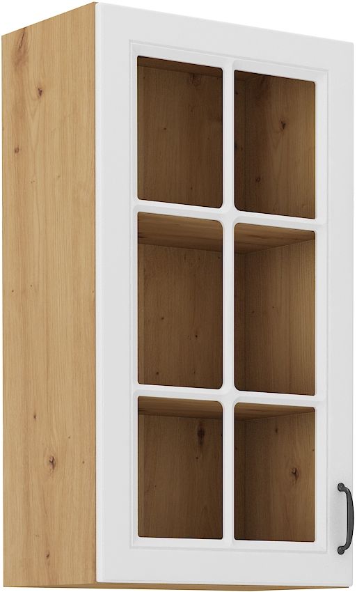 Viršutinė spintelė 40 cm vitrina Stillo artisan/balta 40 GS-90 1F