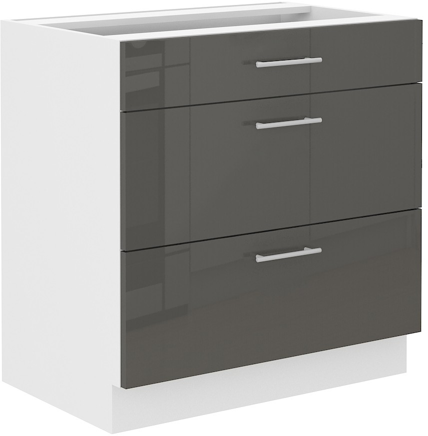 Apatinė spintelė 80 cm, stalčiai, Lara Grey, 80 D 3S BB, PREM BOX